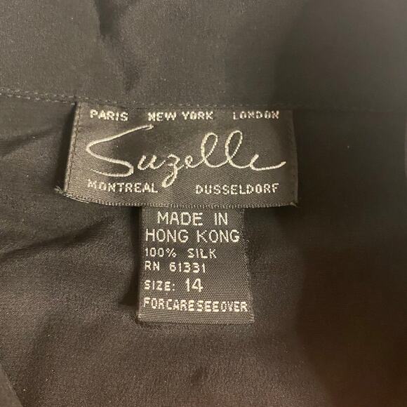 Vintage Starcore Glam Embroidered Silk Button Down Suzelle Black Top 14 - Picture 4 of 6